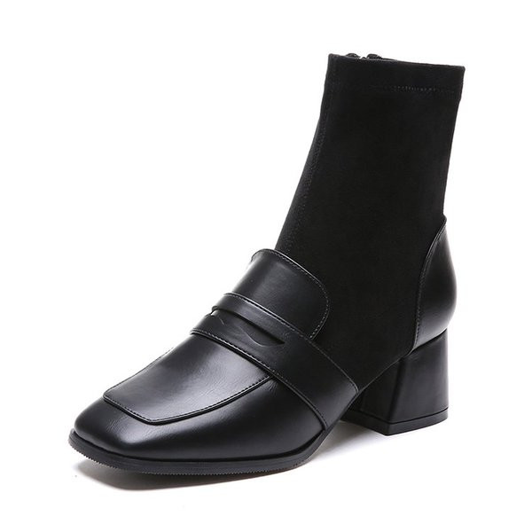 Ежедневни дамски ботуши с ток в черен цвят