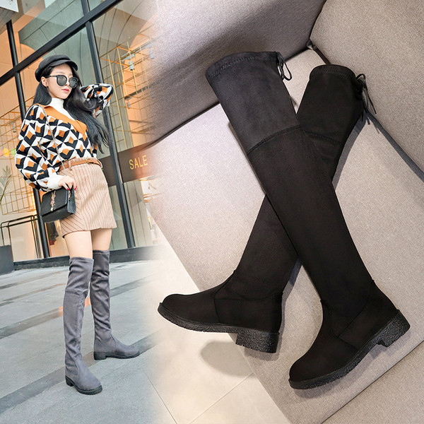 Ghete de dama elegante din piele intoarsa ecologica in doua culori