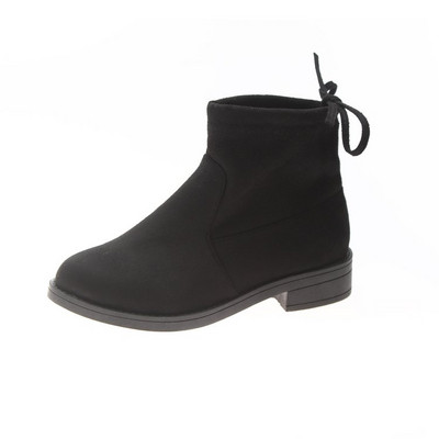 Ghete de dama moderne de culoare neagra din piele intoarsa ecologica