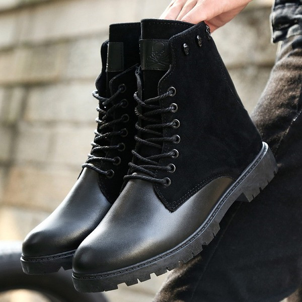 Мъжки ботуши с груба подметка в два  цвята