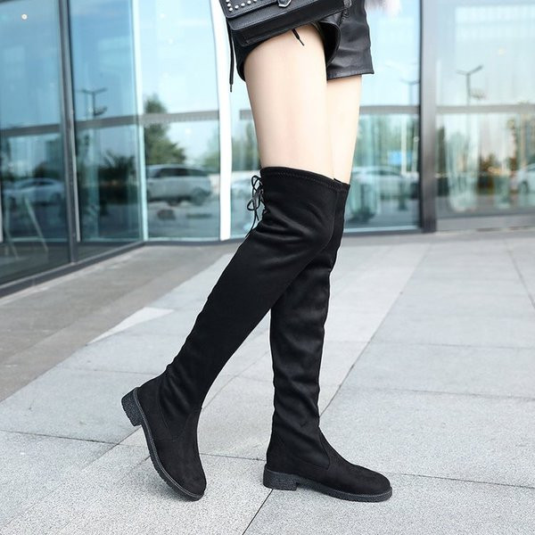 Ghete de dama moderne din piele intoarsa ecologica de culoare neagra