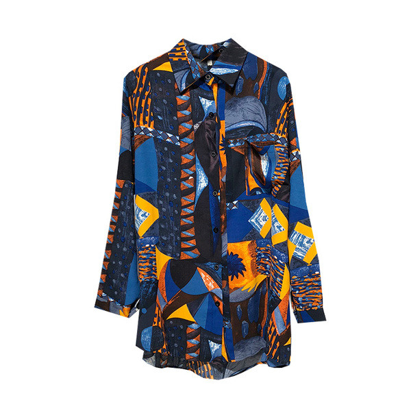 Cămașă lungă de damă cu forme geometrice