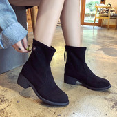 Γυναικείες casual μπότες σε οικολογικό σουέτ σε μαύρο χρώμα