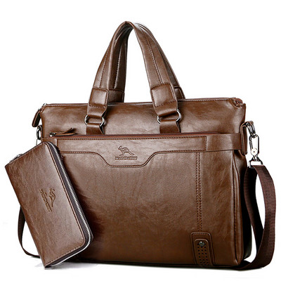 Κομψή ανδρική τσάντα σε τρία χρώματα - δύο μοντέλα με / χωρίς πορτοφόλι