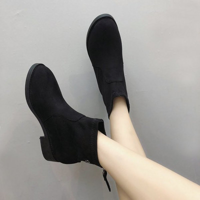 Γυναικείες  casual μπότες σε οικολογικό σουέτ σε μαύρο χρώμα