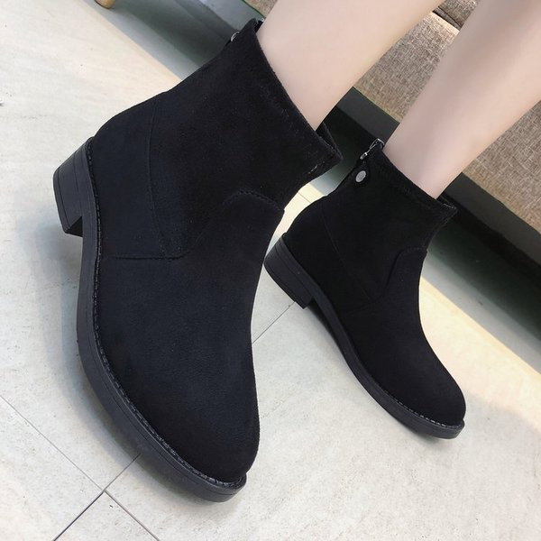 Γυναικείες  casual μπότες σε οικολογικό σουέτ σε μαύρο χρώμα