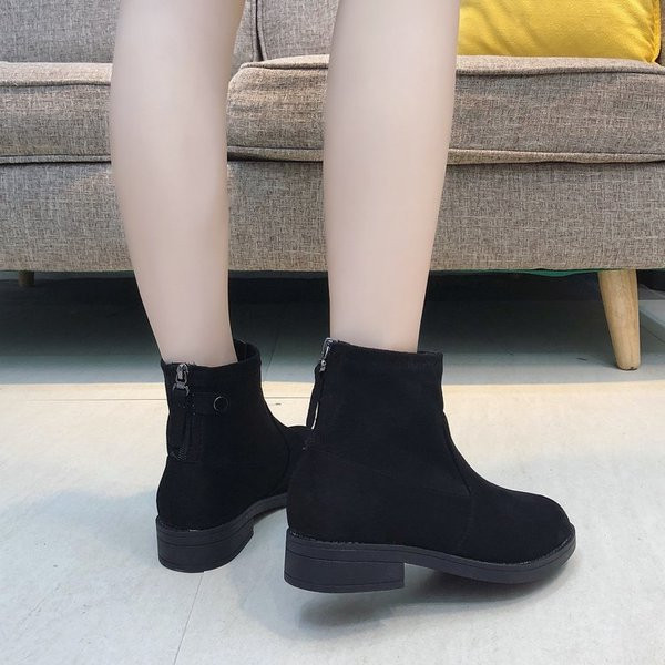 Γυναικείες  casual μπότες σε οικολογικό σουέτ σε μαύρο χρώμα