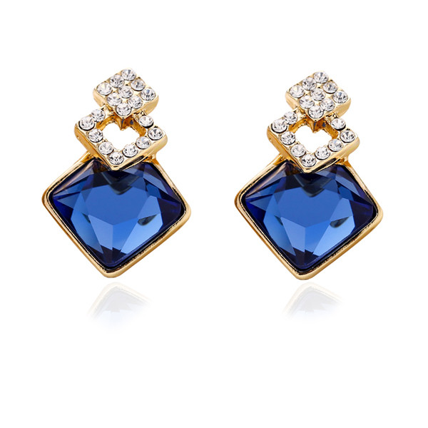 Дамски обеци в три цвята с декоративни камъни - два модела