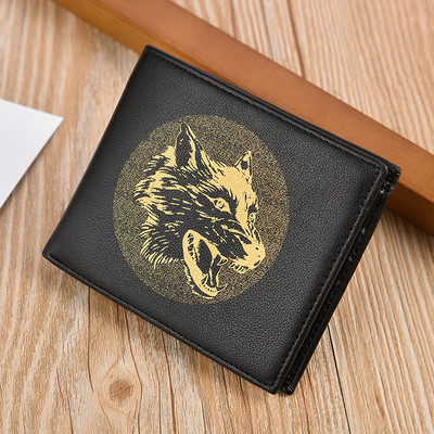 Portofel barbatesc casual din piele ecologica cu aplicatie colorata