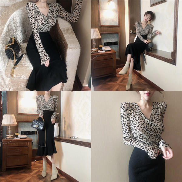 Bluză de damă elegantă cu mâneci lungi și decolteu în V - două culori