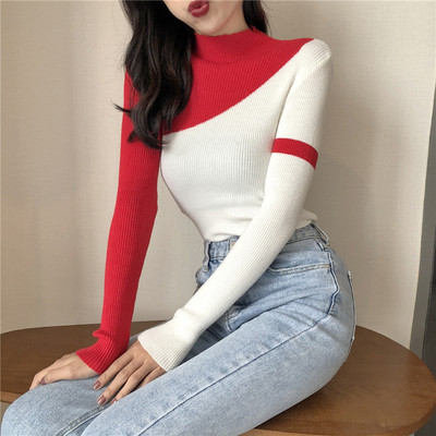 Pulover de dama subtire cu guler polo - doua culori