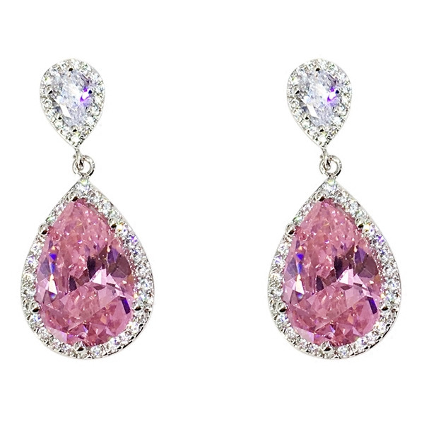 Дамски елегантни обеци в два цвята с декоративни камъни