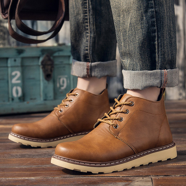 Мъжки ботуши от еко кожа в три цвята