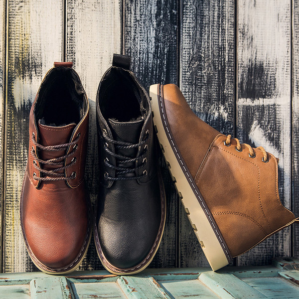 Мъжки ботуши от еко кожа в три цвята