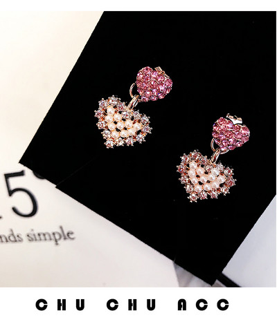 Γυναικεία σκουλαρίκια με διακοσμητικές πέτρες σε ροζ χρώμα