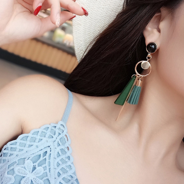 Cercei lungi eleganti de dama in doua culori