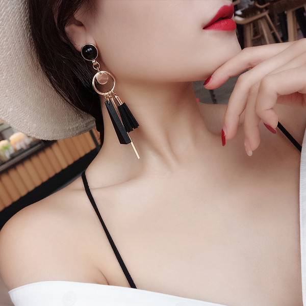 Cercei lungi eleganti de dama in doua culori