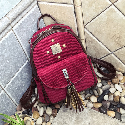 Γυναικείο μικρό σακίδιο με φούντα - τέσσερα χρώματα