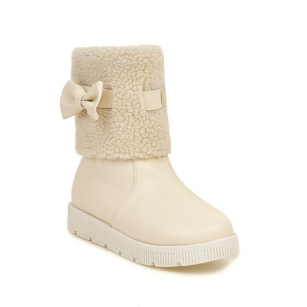 Γυναικείες χειμωνιάτικες μπότες σε επίπεδη σόλα με κορδέλα