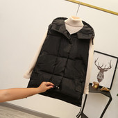 Ежедневен дамски есенно-зимен елек с качулка в два цвята