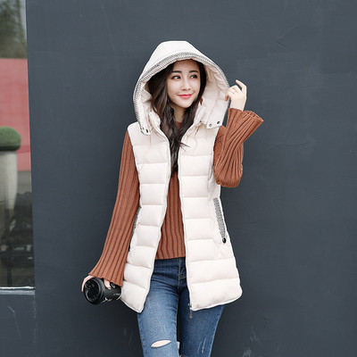 Καθημερινό γυναικείο γιλέκο με τσέπες και κουκούλα σε διάφορα χρώματα