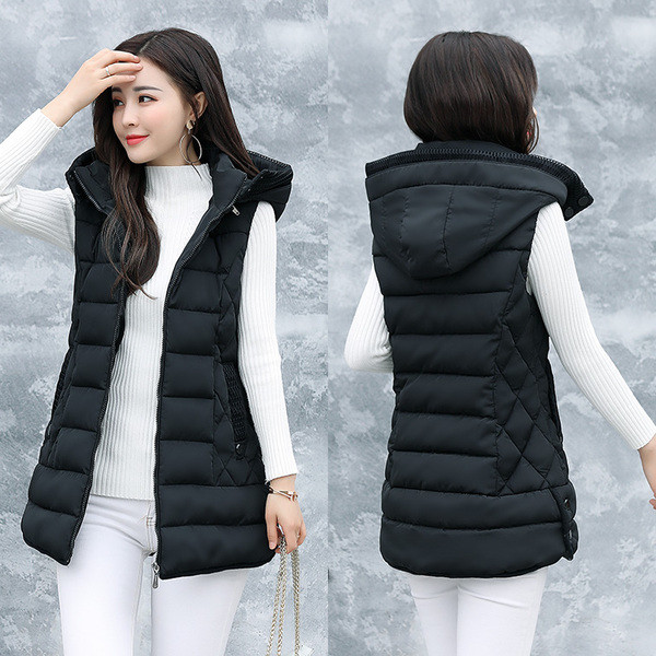 Καθημερινό γυναικείο γιλέκο με τσέπες και κουκούλα σε διάφορα χρώματα