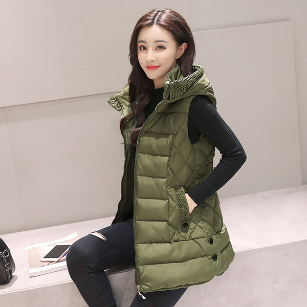 Καθημερινό γυναικείο γιλέκο με τσέπες και κουκούλα σε διάφορα χρώματα