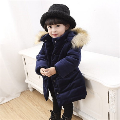 Κομψό παιδικό μπουφάν με κουκούλα και χνούδι σε δύο χρώματα