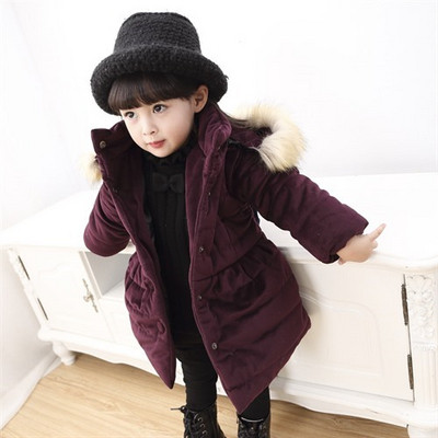 Κομψό παιδικό μπουφάν με κουκούλα και χνούδι σε δύο χρώματα