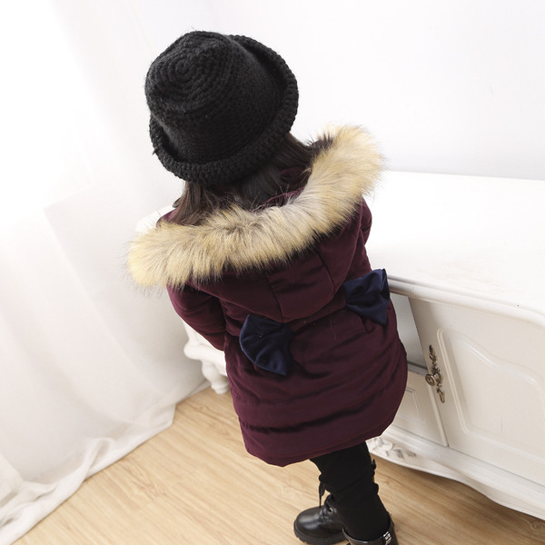 Κομψό παιδικό μπουφάν με κουκούλα και χνούδι σε δύο χρώματα