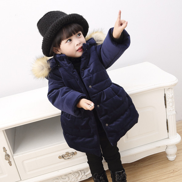 Κομψό παιδικό μπουφάν με κουκούλα και χνούδι σε δύο χρώματα