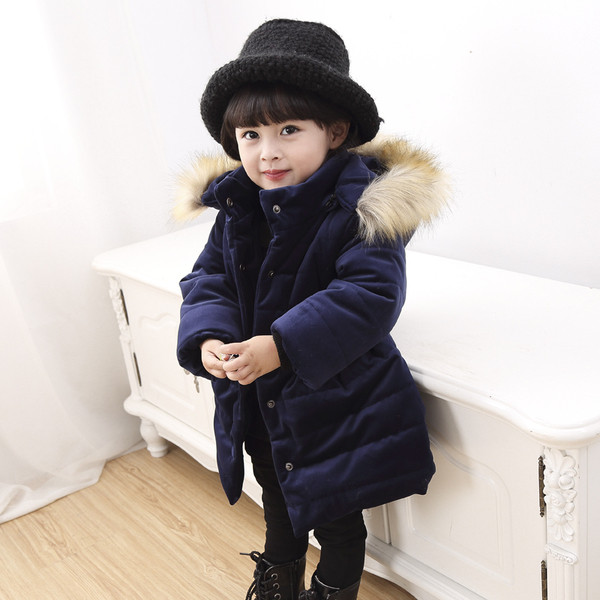 Κομψό παιδικό μπουφάν με κουκούλα και χνούδι σε δύο χρώματα