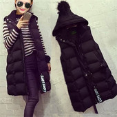 Vesta de dama eleganta cu gluga model lunga in mai multe culori