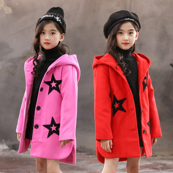 Jachetă modernă pentru copii pentru fete cu glugă în două culori