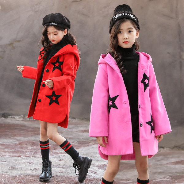 Jachetă modernă pentru copii pentru fete cu glugă în două culori