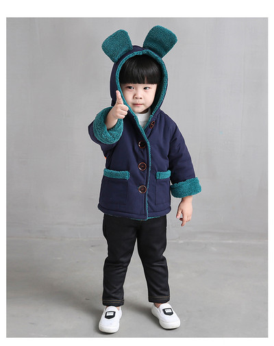 Geaca de copii pentru fete cu elemente 3D si captuseala moale in doua culori