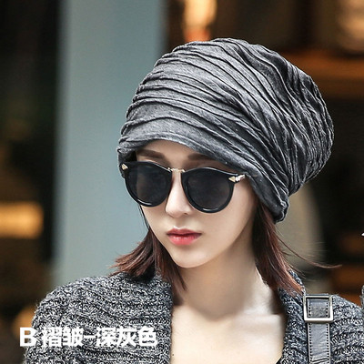 Небрежна дамска шапка в три цвята