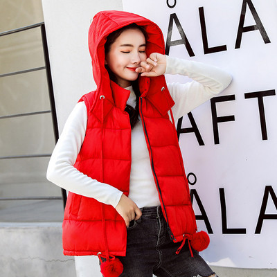 Őszi-téli női mellény rövid modell kapucnival több színben