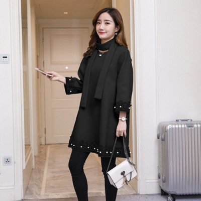 Rochie de iarna pentru gravide in trei culori cu dantela si perle