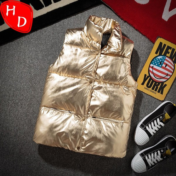 Модерен мъжки елек в сребрист и златист цвят