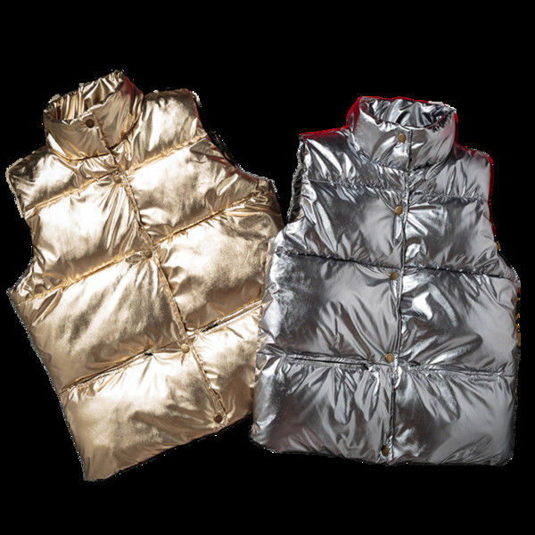 Модерен мъжки елек в сребрист и златист цвят