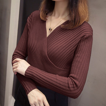 Стилен пуловер за бременни жени с V-образно деколте в няколко цвята
