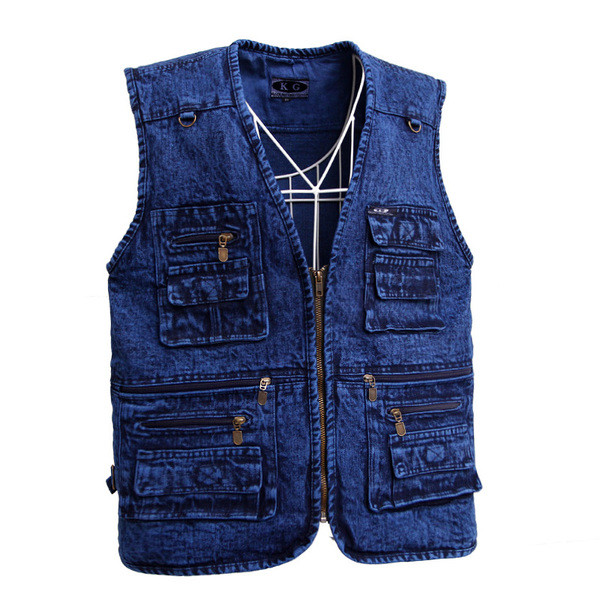 Мъжки дънков елек с много джобове