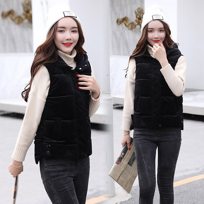 Vesta moderna de dama cu gluga model scurta in roz, maro si negru