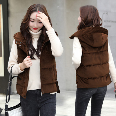 Vesta moderna de dama cu gluga model scurta in roz, maro si negru