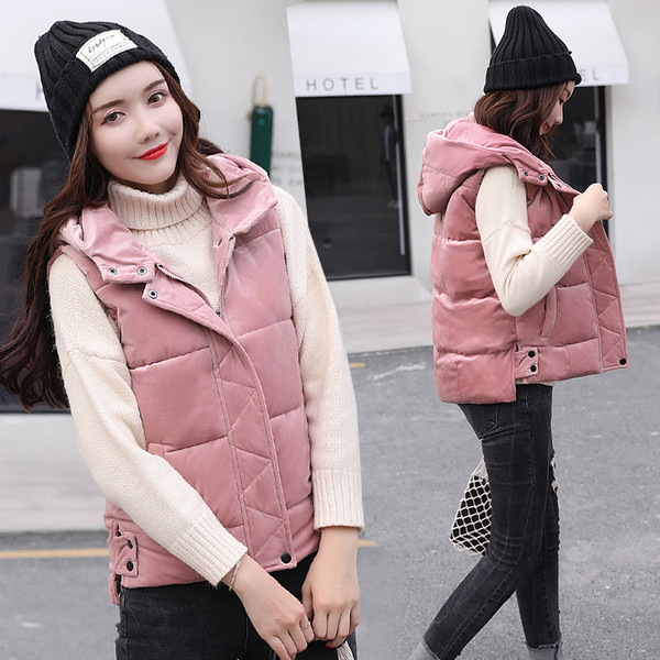 Vesta moderna de dama cu gluga model scurta in roz, maro si negru