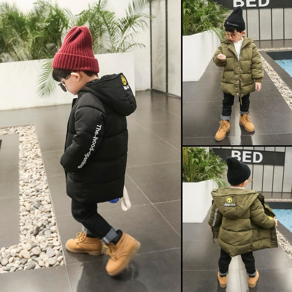 Geaca de iarna moderna pentru copii pentru baieti cu gluga in doua culori