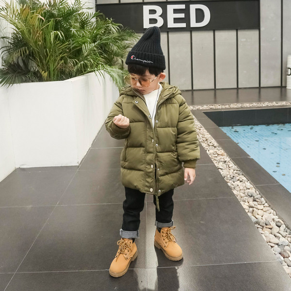 Geaca de iarna moderna pentru copii pentru baieti cu gluga in doua culori