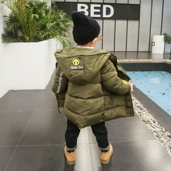 Geaca de iarna moderna pentru copii pentru baieti cu gluga in doua culori