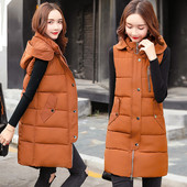 Есенно-зимен дамски елек с качулка дълъг модел в няколко цвята 